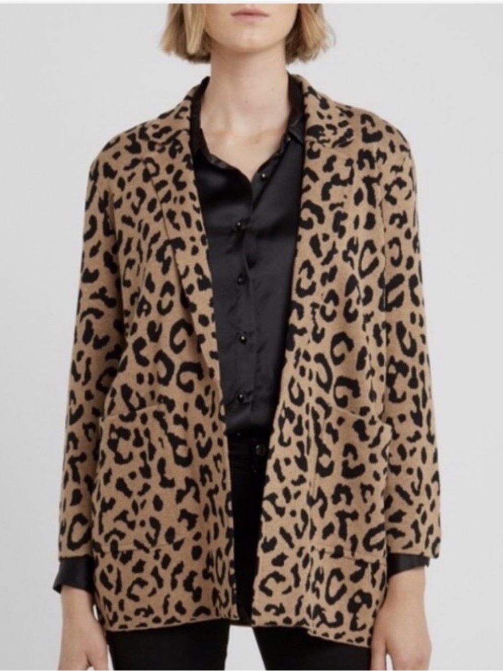 New J Crew Sophie open-front sweater-blazer in leopard size S.